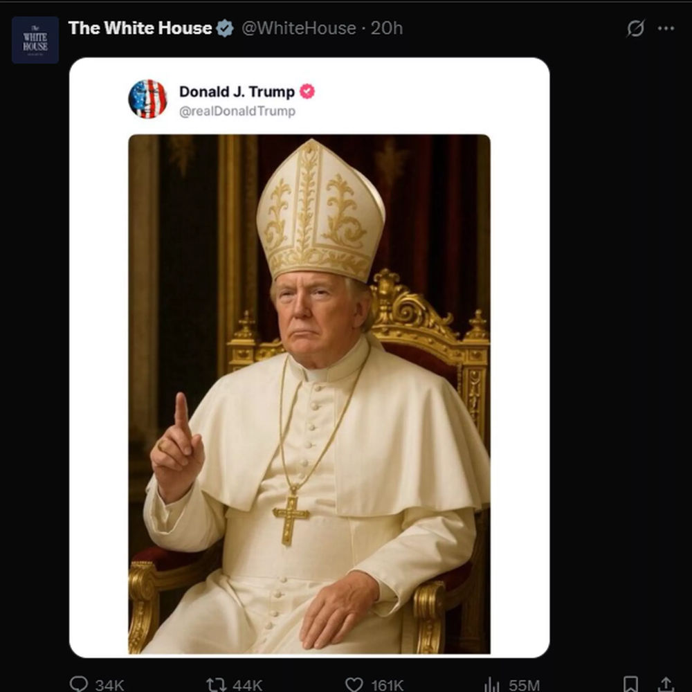 Image générée par IA créée par Donald Trump le représentant en nouveau pape