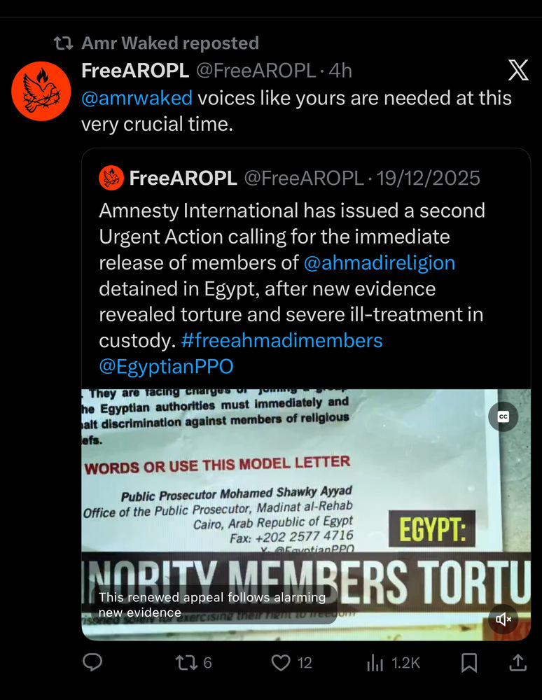 هذه هي إشارة «إعادة النشر» لحملة #FreeAROPLMembers، التي حصدت أكثر من ألف مشاهدة في اللحظات الأولى من نشرها، ما يثبت أن دعم المشاهير لحملات حقوق الإنسان يحظى بتأييد كبير في الخارج.