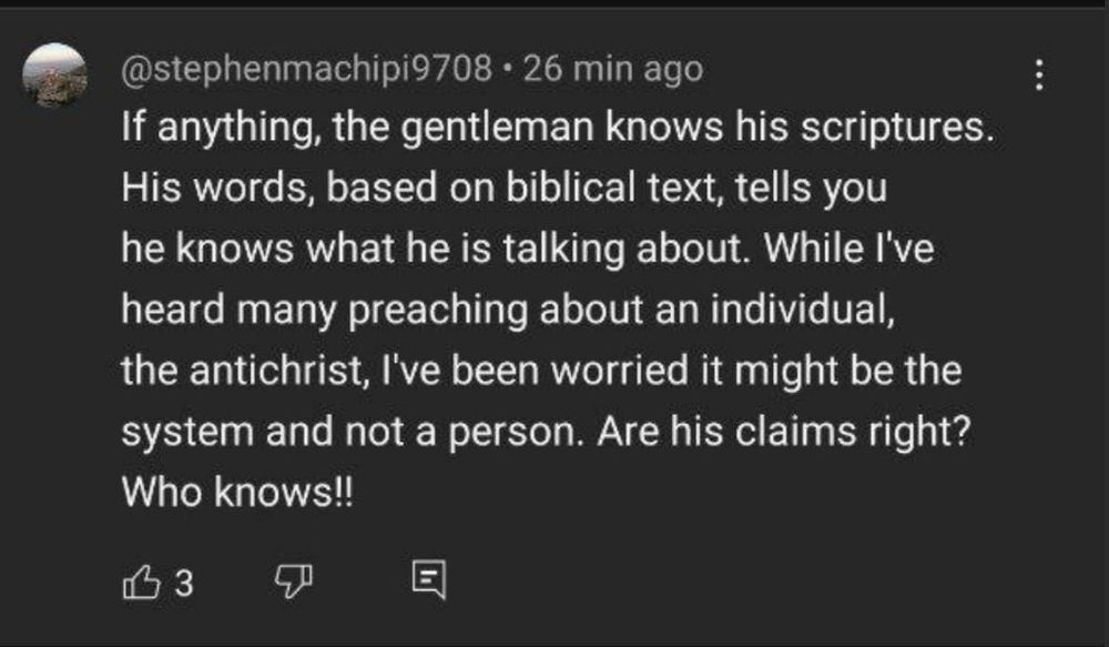 commentaire sous une vidéo YouTube d’Aba Al-Sadiq Abdullah Hashem