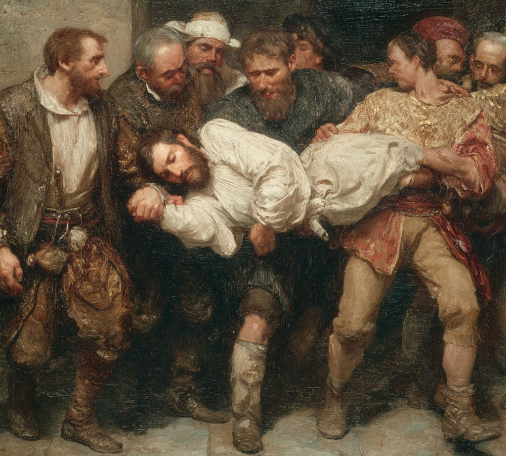 painting of Ananias being carried away
