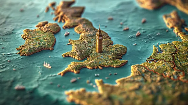 Illustration : une carte en relief des îles Britanniques.